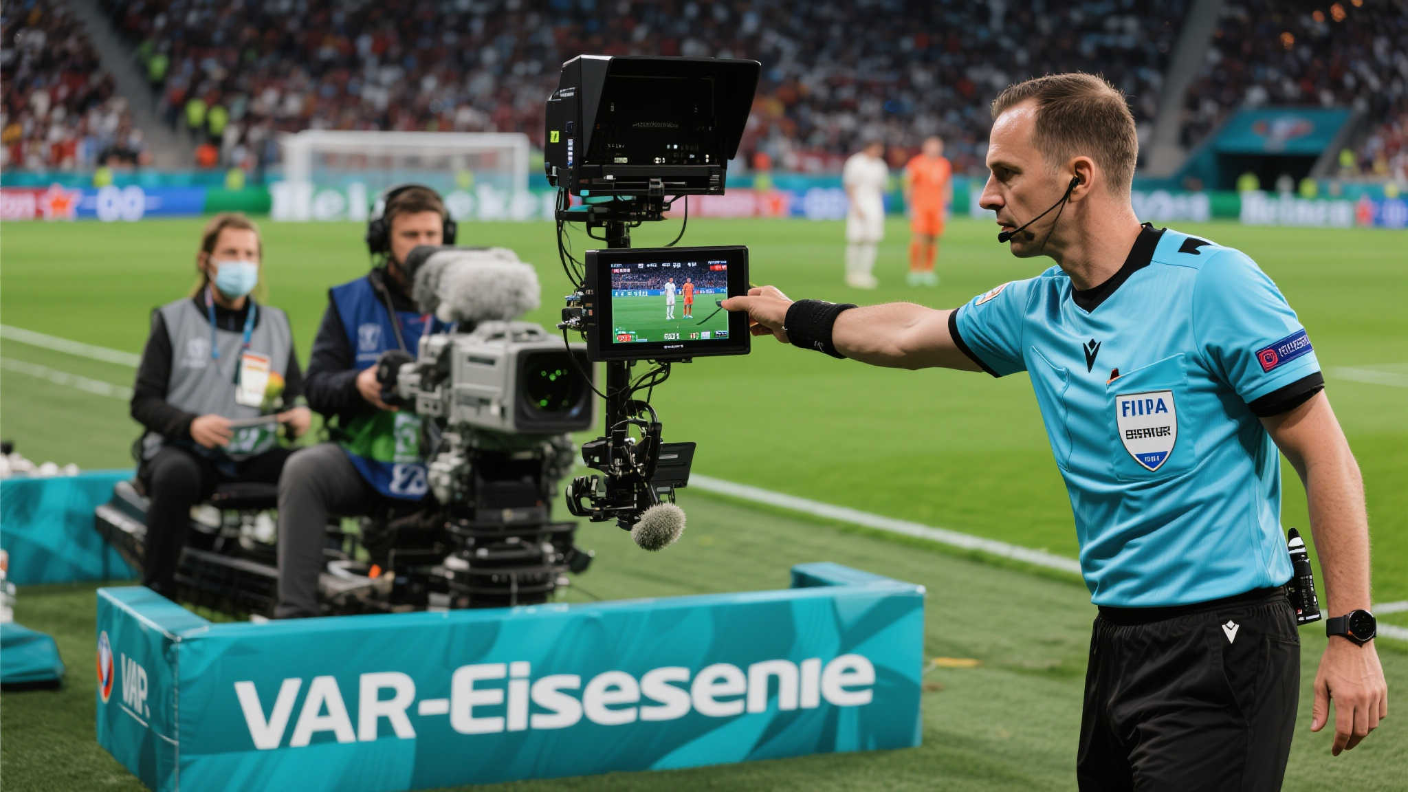 马纳法禁区强势对抗倒地,裁判认定无犯规 借助VAR(视频辅助技术)系统,以提高比赛透明度及